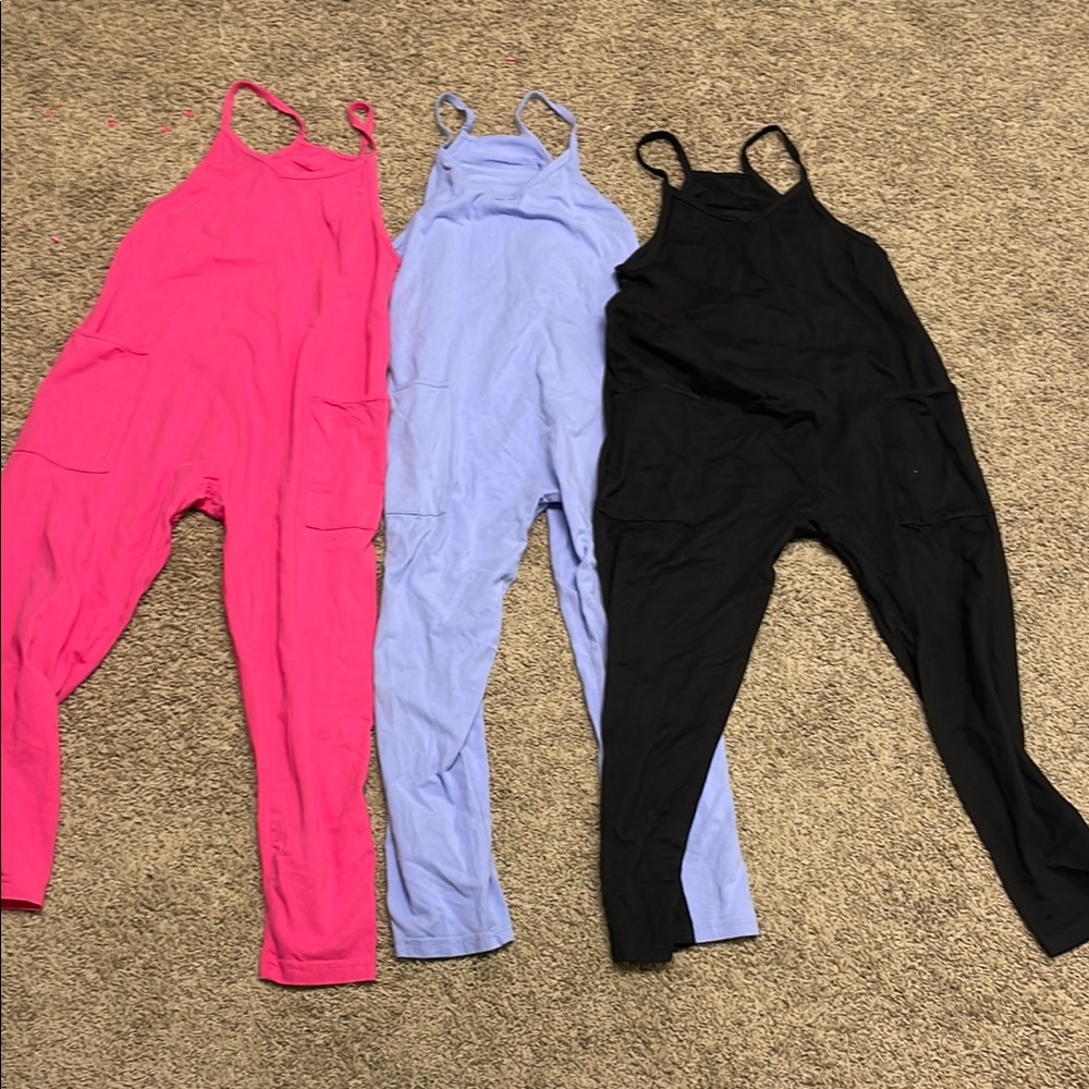 Stylish Girls Jumpsuit Trio - Pink, Blue, Black